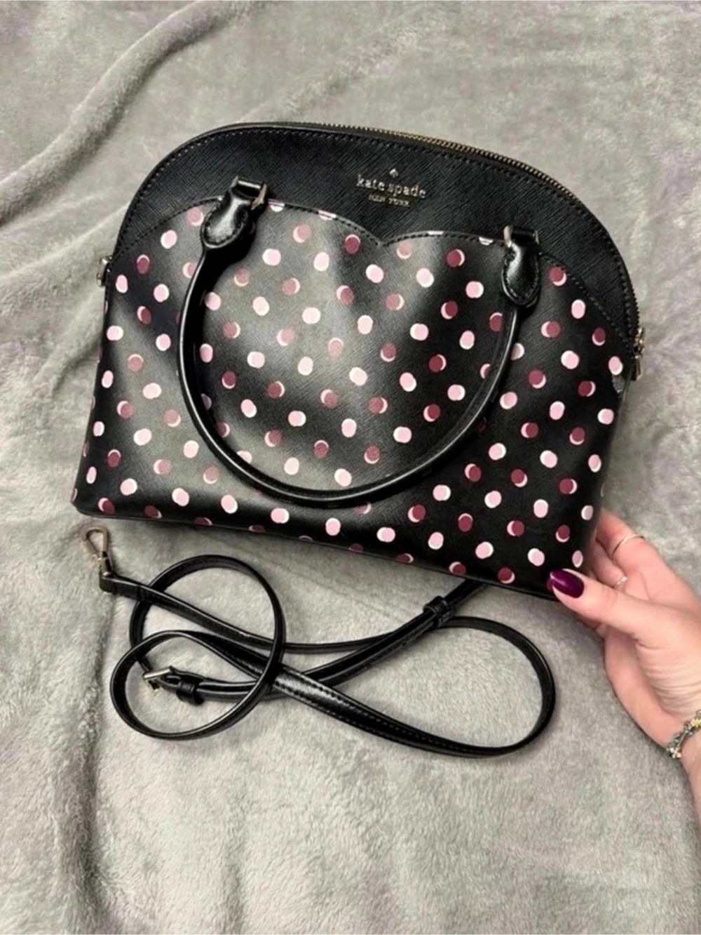 Kate Spade Polka Dot Satchel in Black & Pink Like New